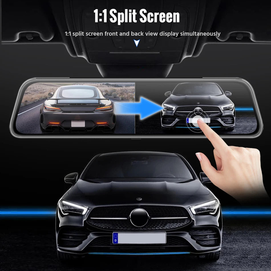 10 Inch Car DVR Mirror Video Recorder 1080P Touch Screen Dashcam for Car Dual Lens Streaming Driving Recorder Dash Camera