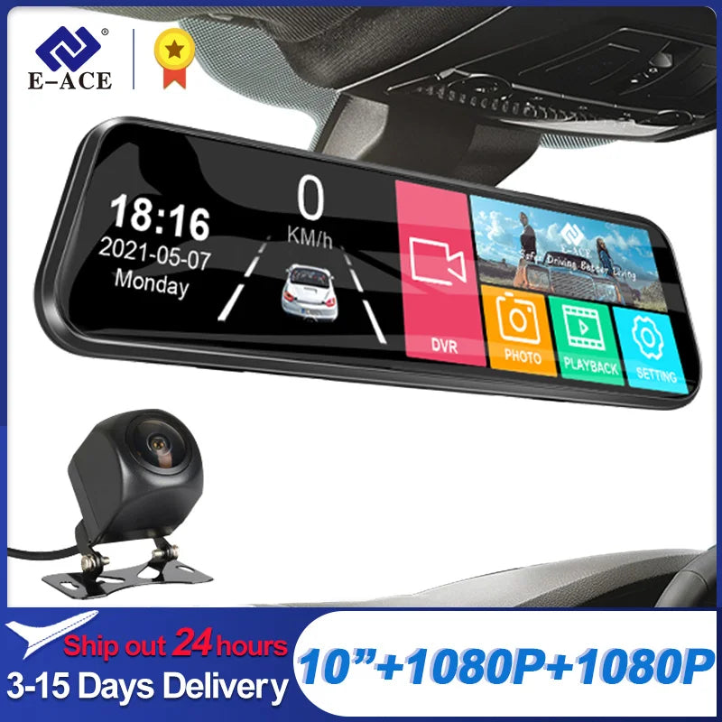 10 Inch Car DVR Mirror Video Recorder 1080P Touch Screen Dashcam for Car Dual Lens Streaming Driving Recorder Dash Camera