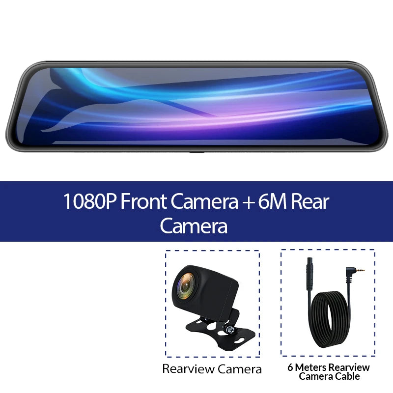 10 Inch Car DVR Mirror Video Recorder 1080P Touch Screen Dashcam for Car Dual Lens Streaming Driving Recorder Dash Camera